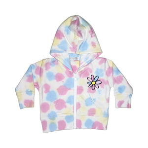 Little Mish - Happy Flower Tie Dye Zip Hoodie