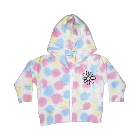 Little Mish - Happy Flower Tie Dye Zip Hoodie