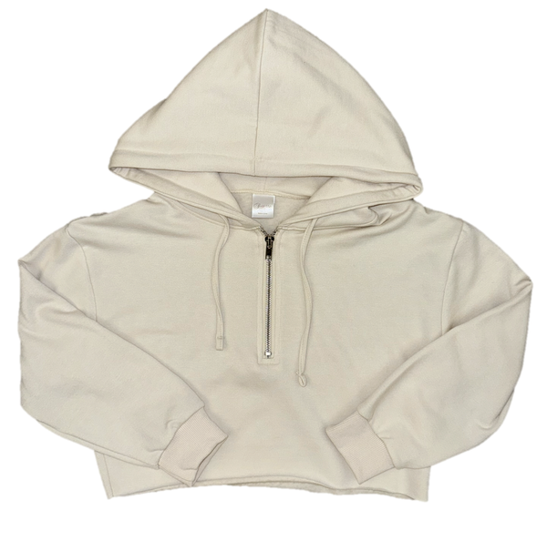 Suzette - Cropped Quarter Zip Hoodie -Stone