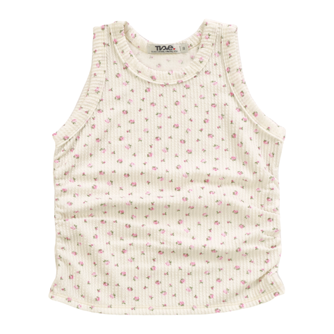 T2Love - Mini Florals Tank with Gathered Sides