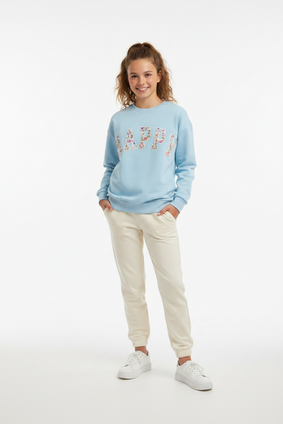 Tweenstyle by Stoopher - Light Blue Crewneck - Happy Floral Patch