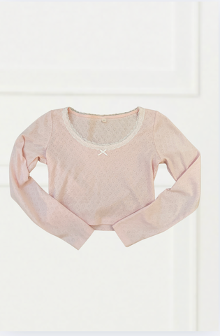 Theme - Jax Light Pink Heart Pointelle Long Sleeve