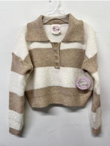 Love Daisy - Striped LS Polo Sweater