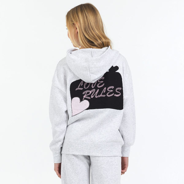 Vintage Havana - Love Rules Full Zip Hoodie with Heart Applique