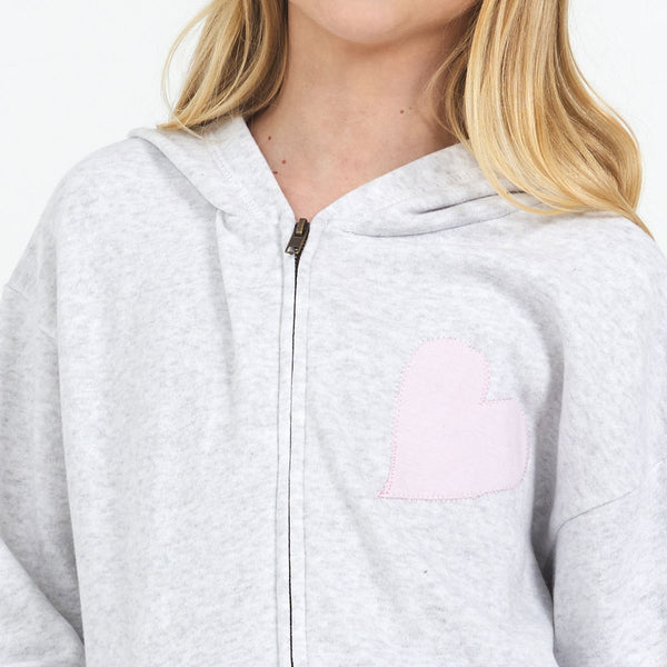 Vintage Havana - Love Rules Full Zip Hoodie with Heart Applique