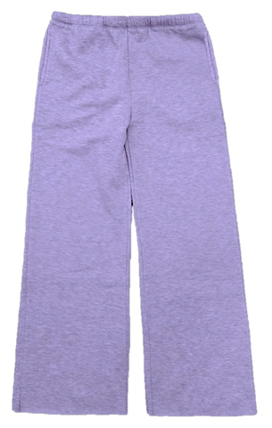 Suzette - Wide Leg Raw Edge Sweatpants - Violet Crush
