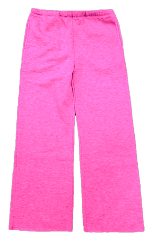 Suzette - Wide Leg Raw Edge Sweatpants - Flamingo Pink