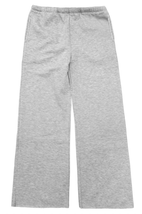 Suzette - Wide Leg Raw Edge Sweatpants - Soft Heather Grey