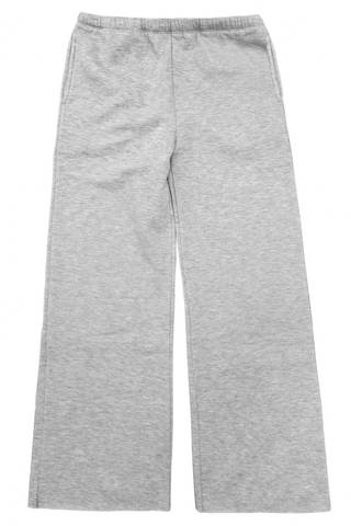 Suzette - Wide Leg Raw Edge Sweatpants - Soft Heather Grey
