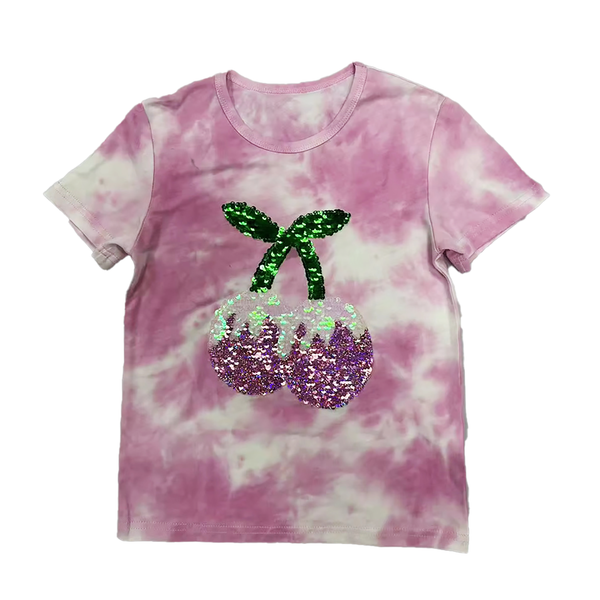 Tweenstyle by Stoopher - Sequin Cherry Tie Dye Tee