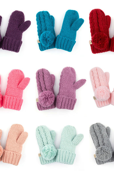 C.C Kids Pom Kids Glove with Fuzzy Lining