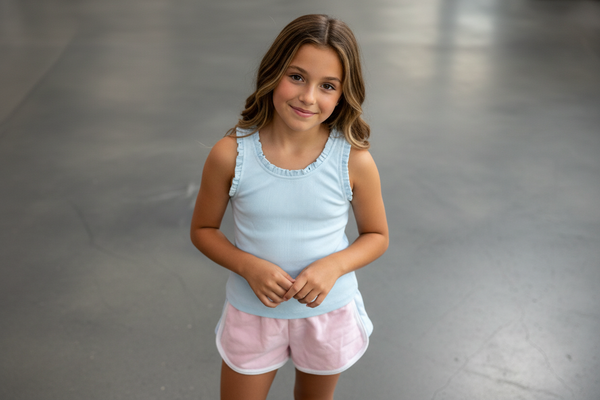 Flowers by Zoe - Eyelet Trim Tank Top-Aqua