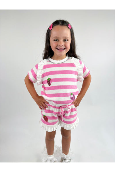 Pink Stripe Strawberry Terry Set