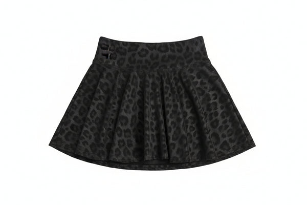 Dori Creations - Pleather Black Leopard Tonal Skater Skort