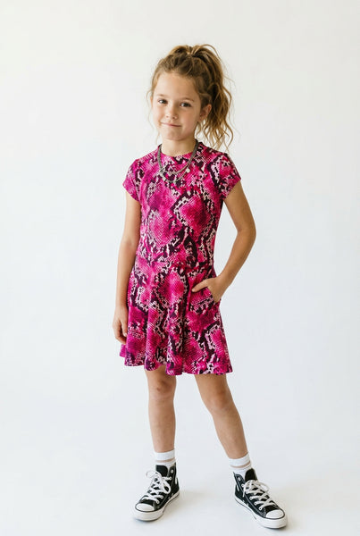 Tweenstyle by Stoopher - Berry Snake Skater Dress