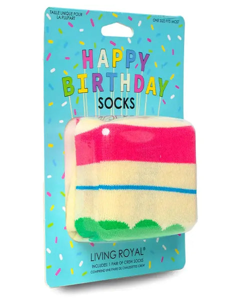 Living Royal - Crew Socks - Cake - "It's My Birthday" - Cream