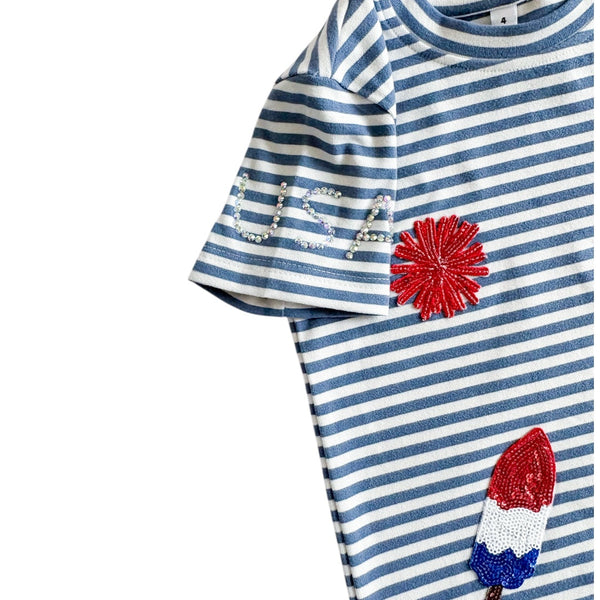 Stripe Patchwork Terry Top