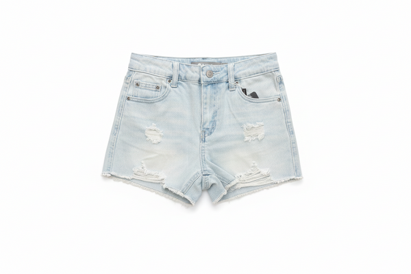 Tractr - Distressed Frayed Denim Shorts-Light Indigo