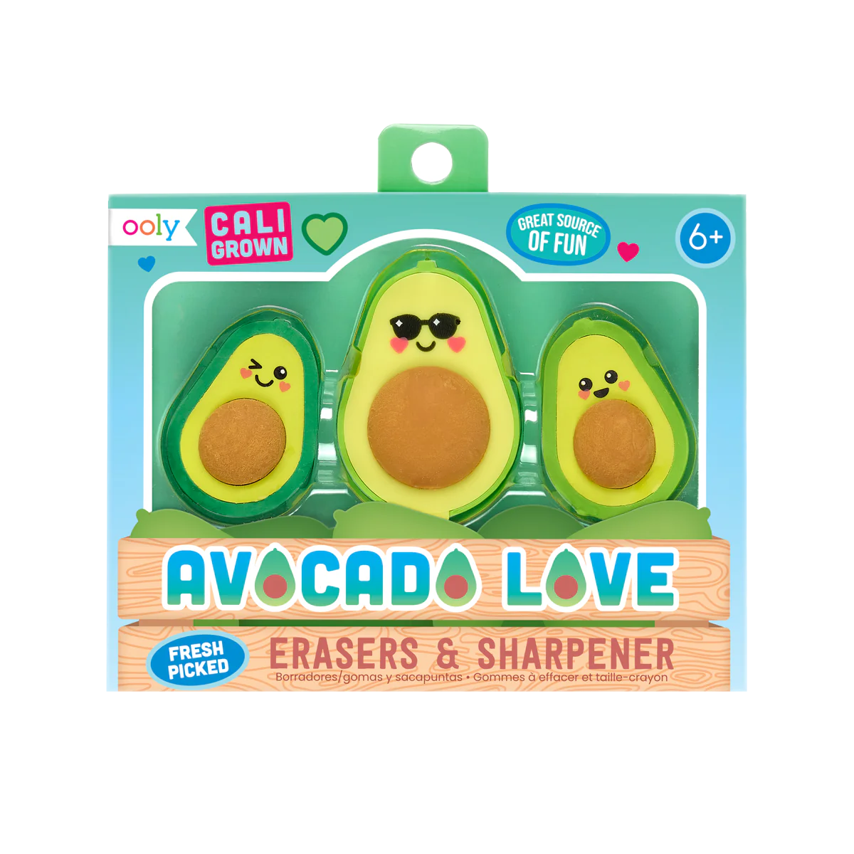 Ooly - Avocado Love Eraser and Sharpener - Set of 3