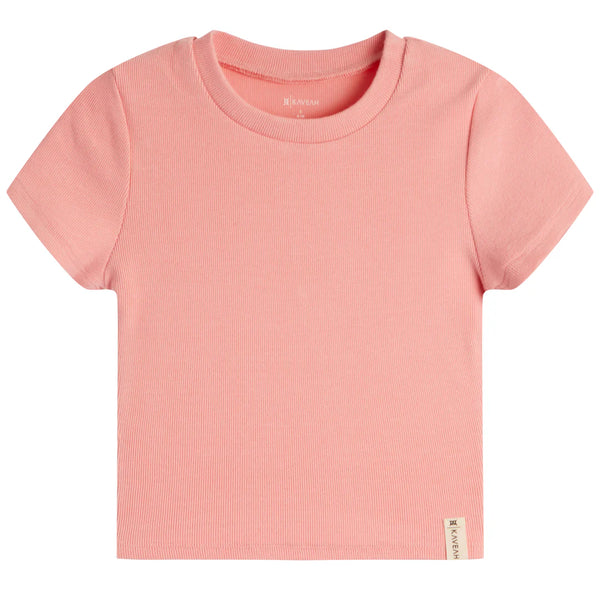 Kaveah - Ribbed Crewneck T-Shirt - Pink Icing