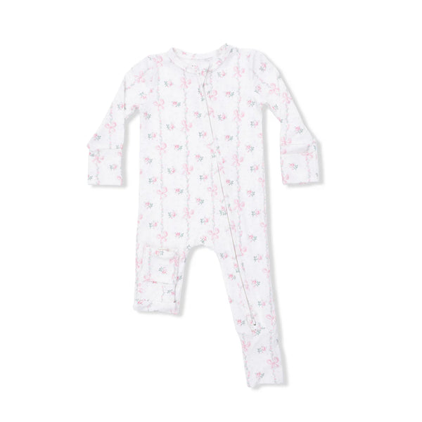 Angel Dear -Dainty Buds and Bows 2 Way Ruffle Back Zipper Footie