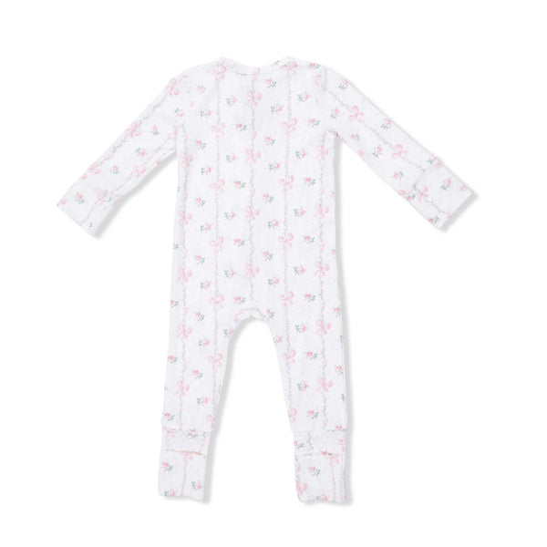 Angel Dear -Dainty Buds and Bows 2 Way Ruffle Back Zipper Footie