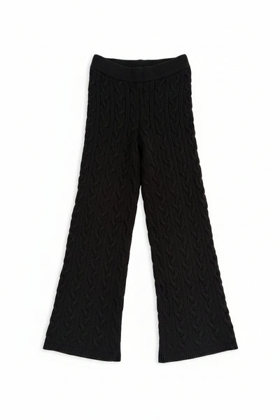 Flowers by Zoe -Black Cable Knit Straight Leg Pants