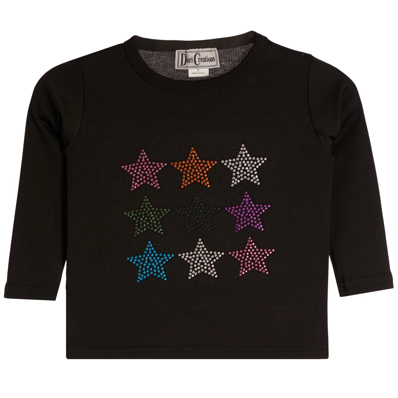 Dori Creations - LONG SLEEVE WITH MULTI STARS - BLACK RIB