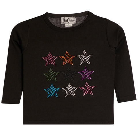 Dori Creations - LONG SLEEVE WITH MULTI STARS - BLACK RIB