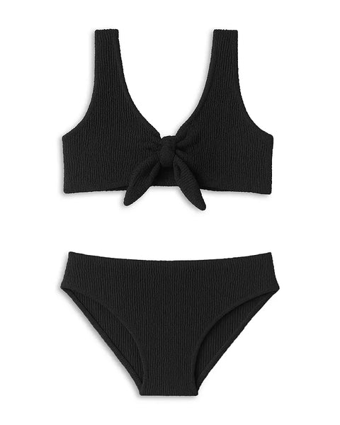 Limeapple - Izy Crinkle Front Tie Two Piece Swimsuit - Black