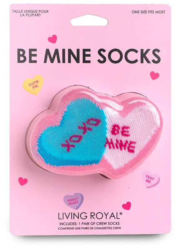 Living Royal - Crew Socks - V-Day Hearts - "Be Mine" - Pink