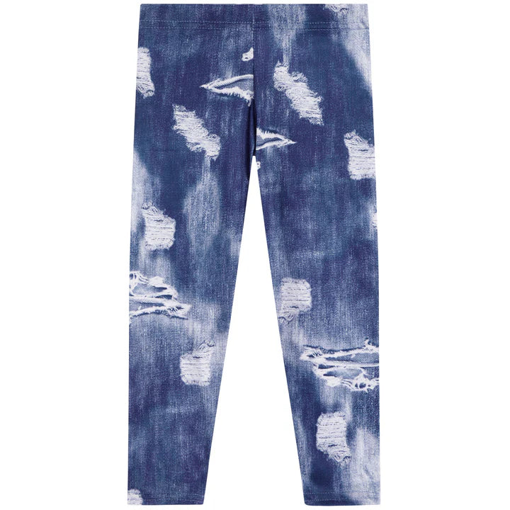 Dori Creations - PRINTED DENIM RIP LEGGING