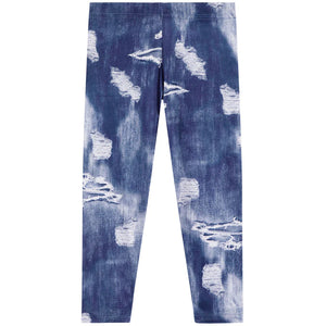 Dori Creations - PRINTED DENIM RIP LEGGING