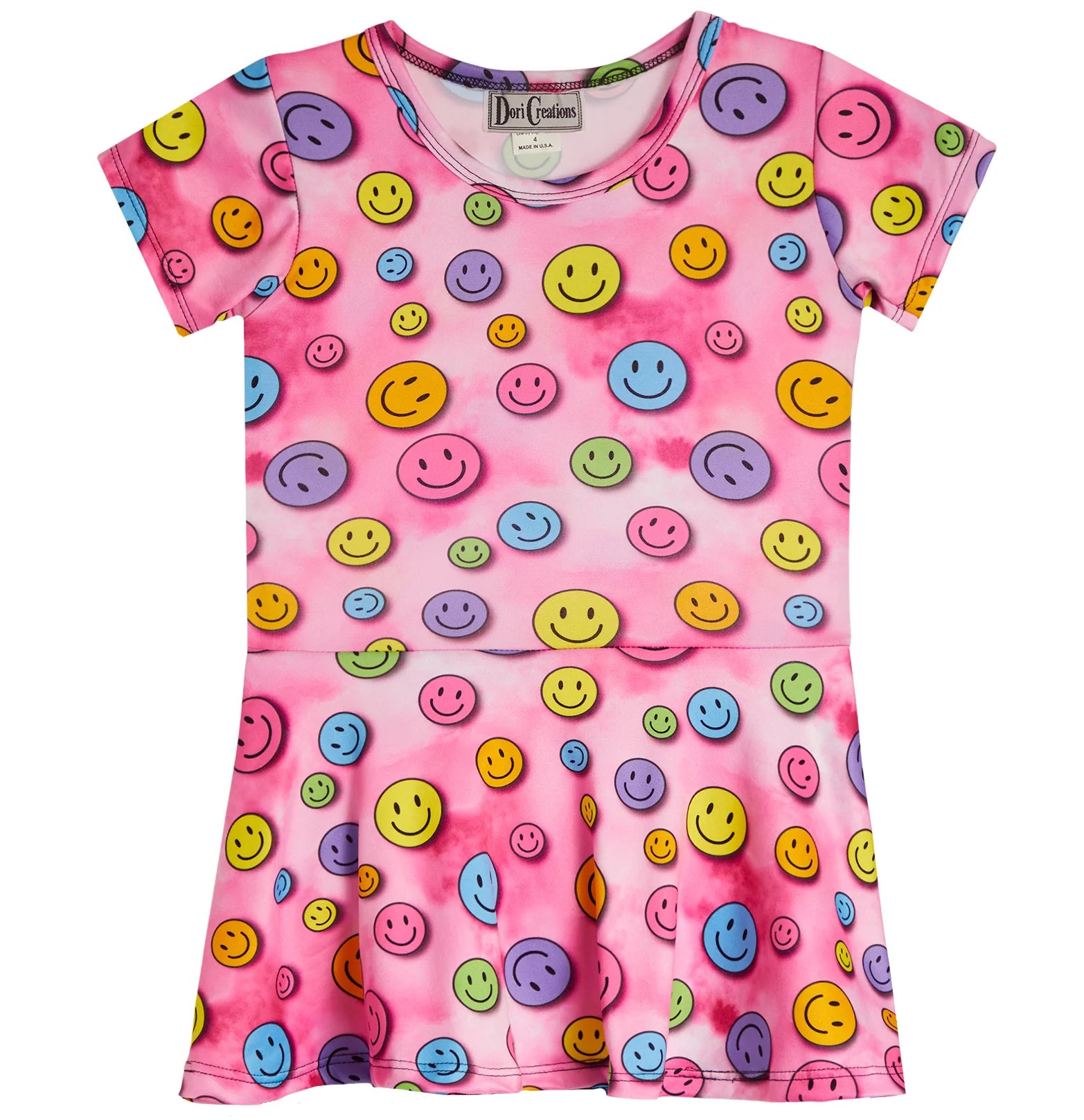 Dori Creations - SHORT SLEEVE TIE DYE SMILEY DRESS