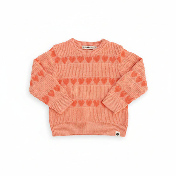 Babyface - Salmon Pink Knit Sweater with Heart Pattern