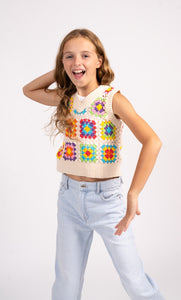 Central Park West Kids - Tasha Crochet Patchwork Vest