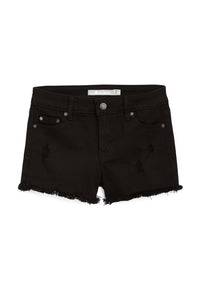 TRACTR GIRLS BRITTANY - 5 POCKET FRAY HEM SHORTS - BLACK