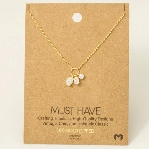 Fame Accessories - Dainty Opal Crystal Charm Necklace