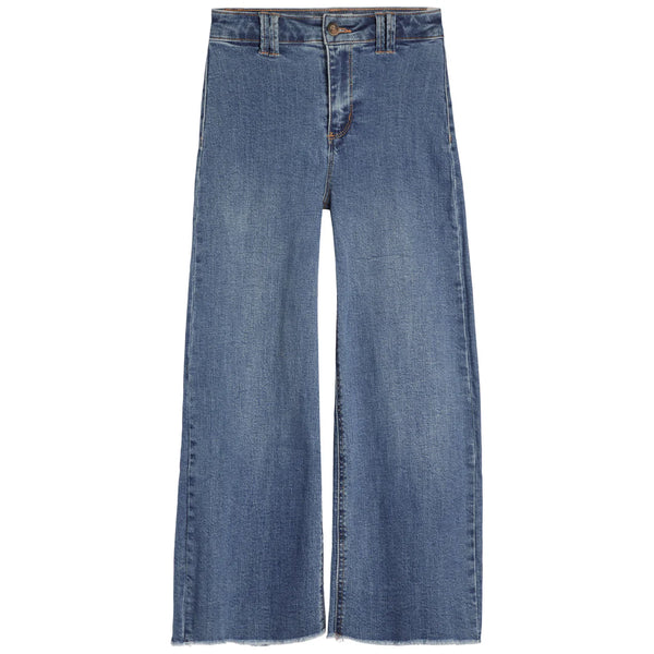 Tractr - HIGH RISE WIDE LEG CROP RAW HEM JEAN