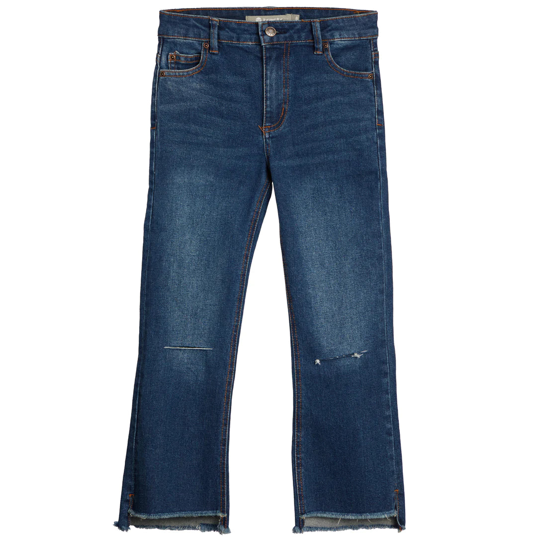 Tractr - HIGH RISE CROP HIGH LOW HEM FLARE DESTRUCTED JEAN – Stoopher ...