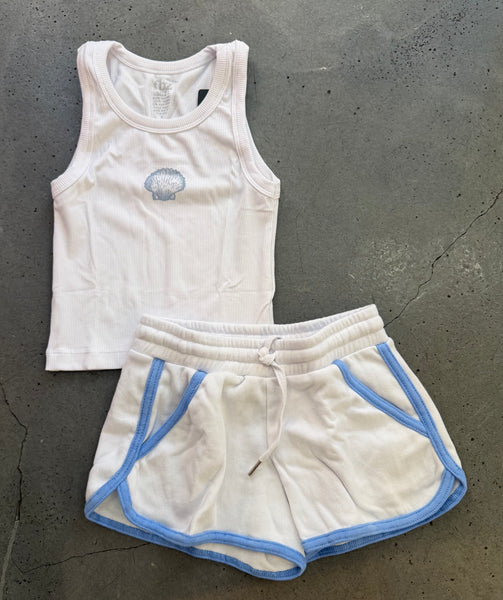 Flowers by Zoe - White Shorts with Blue Trim