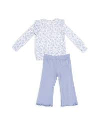 Angel Dear - Romi Floral Ruffle Shoulder Flare Pant Set