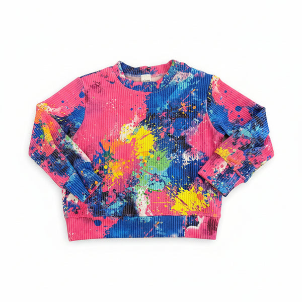 Dori Creations - Multi Tie Dye Ribbed  Long Sleeve Top