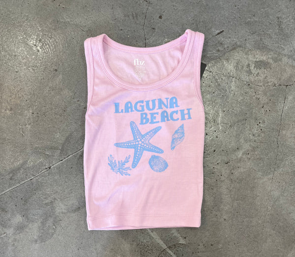 Flowers by Zoe - Pink Pastel Laguna Beach Ribbed Tank