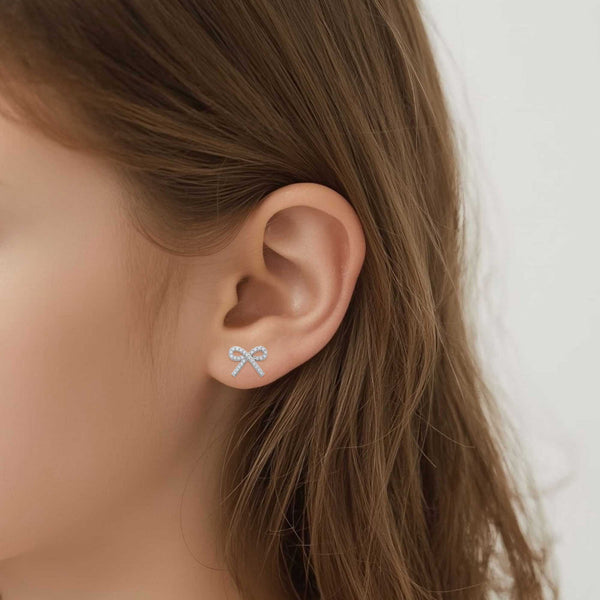 CZ Bow Stud Earrings