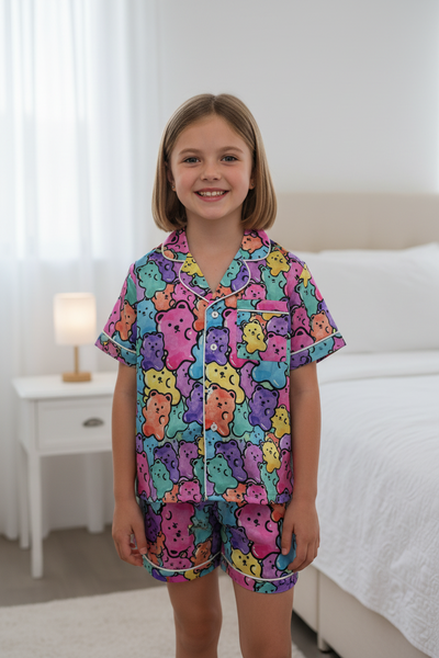 Tweenstyle by Stoopher -  Neon Gummies Silky Shorts Loungewear Set