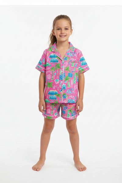 Tweenstyle by Stoopher - Tropical Silky Shorts Loungewear Set