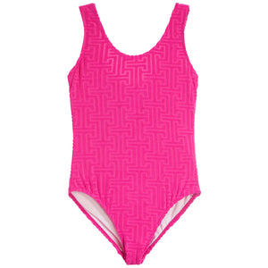 Cheryl Creations - Patterned Terry Cloth Swimsuit - Pink