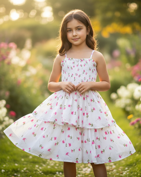 Tweenstyle by Stoopher - Ditzy Floral Print Tiered Dress