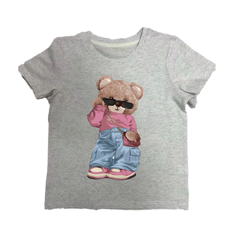 Tweenstyle by Stoopher - Girl Bear SS Tee - Grey